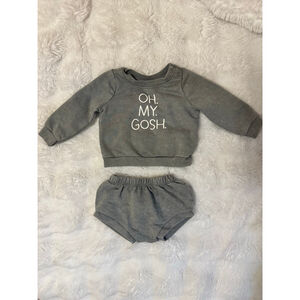Baby Cat & Jack Matching Set Newborn Gray "Oh My Gosh" Top & Bloomers
